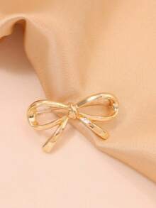 1pc/3pcs/4pcs Metal Style Bow Brooch, Unique Design Niche Accessory, Anti-Exposure Buckle, V-Neck Pin, Versatile - Gold - View 8