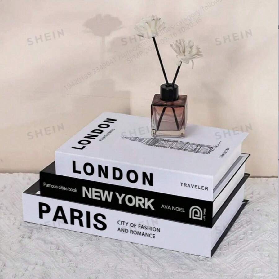 1 Set Of 2D 3 Books, Large, Medium, Small 3 Sizes Decorative Books, Acrylic Faux Books, Stackable Fake Books, Desktop Fashion Decor, Home Room Aesthetic Decorative Ornament - 3pcs - View 1