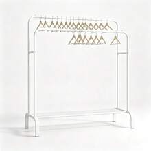 Double Rail Floor Clothes Rack, Metal Clothing Rack With Shoe Shelf, Bedroom Organizer - White - View 2