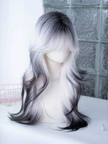 alicegarden 26-Inch Long Synthetic Wig Featuring A Natural Wavy Style In A A Stunning Multicolor. Designed With Bangs , This False Hairpiece Is Perfect For Ms Daily Party Cosplay Use, Offering A Natural And Natural Durable Wig Gift For Ladies. - Multicolor - View 1