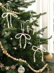 1/6 buah Hiasan Gantung Pita Mutiara Natal, Dekorasi Pohon Natal, Pita Tali Kepang, Cocok untuk Karangan Bunga, Pembungkus Kado dan Dekorasi Pernikahan, Ornamen Natal - beraneka warna - View 4