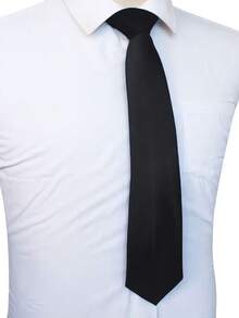 1PC Men's Minimalist Versatile 8cm Black Tie, Suitable For Daily Work, Weddings, Gatherings And Parties - Black - View 7