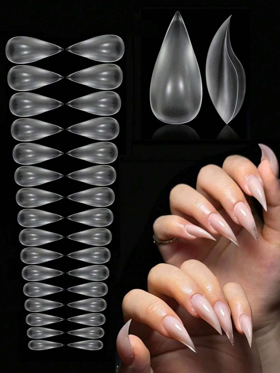 32pcs Full Size Cat Paw Matte Solid 3D Quick Extension Nail Tips, Thickened Fingertips With Shaped Design, Thin Seamless Back End, Comfortable Wear Without Foreign Body Sensation, Home Manicure Salon Quality DIY - Clear - View 1