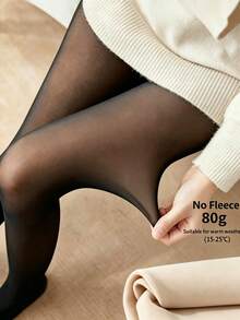 1件女款秋冬保暖緊身褲，性感半透黑色高腰修身長褲，80g無內裡適合15-25°C，200g加絨保暖適合0-15°C - 黑色 - 查看 1