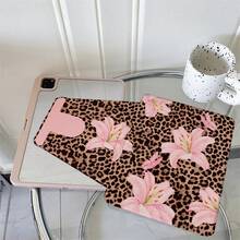1件豹紋粉色百合花平板保護殼，適用於 iPad Air 6/5/4 與 10 (10.9 吋) - 適用於 iPad Pro 2024、Air M3/A16 2025，適用於 Galaxy Tab S9 FE/S8 Plus/S7/S10，適用於 OPPO Pad，適用於 MatePad，適用於 Vivo Pad，適用於 Honor Pad，適用於 Xiaoxin Pad - 彩色 - 查看 3