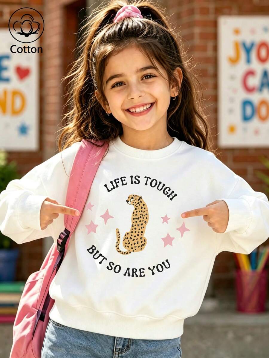 Life Is Tough But So Are You Cheetah Inspirational Hoodie - White - View 1