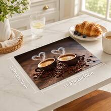 1 buah Alas Cangkir Kopi, Biji Kopi, Alas Meja Dapur, Alas Meja Makan Motif Hati dan Uap Kayu Vintage, Alas Meja Kopi, Alas Meja Mesin Kopi, Alas Dekoratif Meja Bar Kopi, Dekorasi Rumah Dapur dan Ruang Makan - MultiWarna - View 13