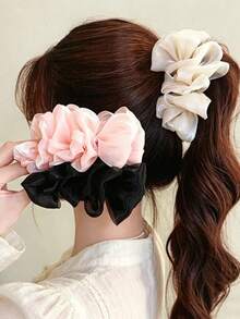 3pcs/1pc Ruched Cloud Bubble Banana Hair Claw Clip, Women's Fashion Elegant Volumizing Hair Accessory, Versatile Daily Hair Clip - Multicolor - View 1