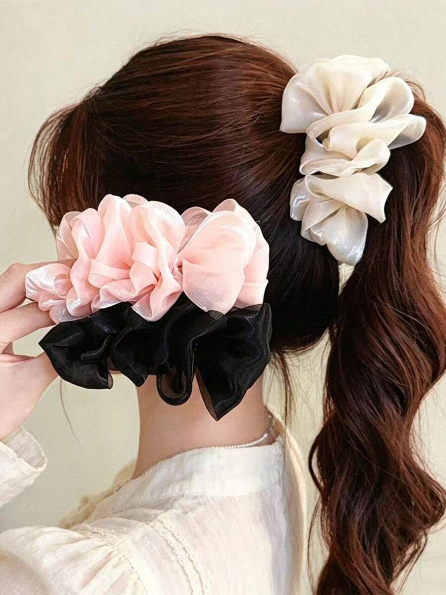 3pcs/1pc Ruched Cloud Bubble Banana Hair Claw Clip, Women's Fashion Elegant Volumizing Hair Accessory, Versatile Daily Hair Clip - Multicolor - View 1