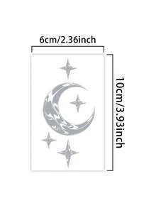 2pcs Y2K Style Temporary Tattoo Stickers Moon & Star Pattern Waterproof Sweat-Resistant Disposable Suitable For Women And Men Face, Arm, Waist, Chest, Leg, Abdomen, Neck, Hand, Finger, Back Dance Party Stage Performance Modernist Body Art - Multicolor - View 4