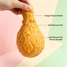 1pc Fried Chicken Leg Shaped Squishy Toy, Soft TPR Squeeze Toy, Realistic Food Appearance Creative Toy, Fun Desktop Decoration And Party Favor Gift - Multicolor - View 9