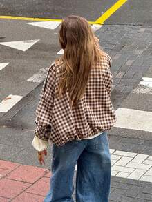 Plus Size Women's Plaid Zipper Front Casual Autumn/Winter Jacket - Multicolor - View 2