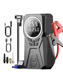 Emergency Car Jump Starter, Multifunctional Inflator And Jump Starter, Digital Tire Pump, Air Compressor, Multiple Modes, Car Battery Charger, And LED Flashlight - For Tire Inflation Vehicle Jumper Starter - Wired - View 10