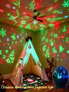 1pc Christmas Projection Light, LED Christmas Starry Sky Projection Light, Featuring Santa Claus, Snowflake, Snowman And Reindeer Pattern Design, Suitable For Christmas Decoration, Home Decor, Ceiling Decoration, Party Decoration And Room Decoration - One Size - View 10