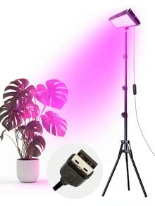 Grow Light For Indoor Plants - Full Spectrum Standing LED Plant Grow Lights With Auto Timer & Adjustable Height Tripod Stand, USB-Powered Floor Grow Lamp For Tall Large Indoor Plants Growing, 3 Light Modes, 10 Dimmable Levels - Black - View 2