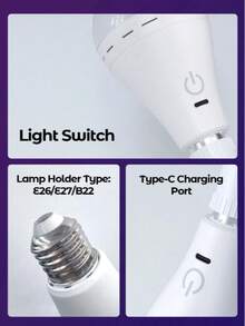 1/2pcs Smart Remote Control LED Bulb, Large Capacity Battery, Ultra Long Battery Life, With Remote Control, Rechargeable LED Bulb, Detachable, Ambient Light, Table Lamp, Wall Lamp, Ice Hockey Light, Emergency Light, 3 Color Lights, USB Charging LED Bulb With Hook - Portable High Brightness, Suitable For Bedroom, Living Room, Compatible With Remote Control, Suitable For Various Lamps, Outdoor, Camping, Multiple Colors And White Adjustable - Various - View 7