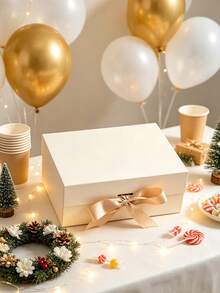 Foldable Thickened Cardboard Gift Box, Suitable For Gift Packaging, Rectangular, Magnetic Lid, With Ribbon, Can Be Used As A Best Man Proposal Box, Wedding, Christmas, Halloween, Birthday Gift Packaging, School Supplies, Back-To-School Supplies, Etc. - A - View 6