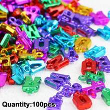 100pcs Mixed Color Electroplated Acrylic Letter Beads, Random Assortment, Handmade DIY Jewelry Making Accessories - English Letter Pendant - View 11