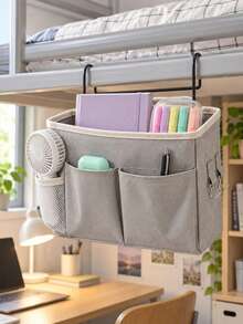 2pcs/1pc Bedside Hanging Storage Organizer, Washable Fabric Material, Suitable For Dormitory Bunk Bed, Desk And Other Places, Equipped With Metal Frame Hook, Can Hang Multiple Storage Pockets. - Multicolor - View 9