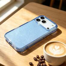 Applicable To Apple 18 Pro Max 17 Pro Max Shiny Transparent Phone Case, Cherry Red, Light Blue, Luxury Shiny Starry Sky Pattern, Unisex - Starry Sky - Light Blue Single Case - View 4