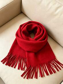 1PC Unisex Simple Solid Color Regular Style Scarf, Pashmina Fringe Scarf, Fall Decor, Suitable For Seasonal Transitions, Daily Wear, New Year Gift - Multicolor - View 7
