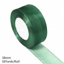 12-38mm 1捲深綠色透明雪紡歐根紗緞帶，聖誕緞帶，珠寶展示包裝，花禮包裝蝴蝶結，DIY派對裝飾 - 深綠色 - 查看 13