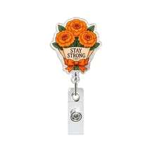 1pc Floral Retractable Badge Reel, Inspirational Flower Acrylic Rotating Badge Holder, Medical ID Clip, Souvenir - Multicolor - View 17