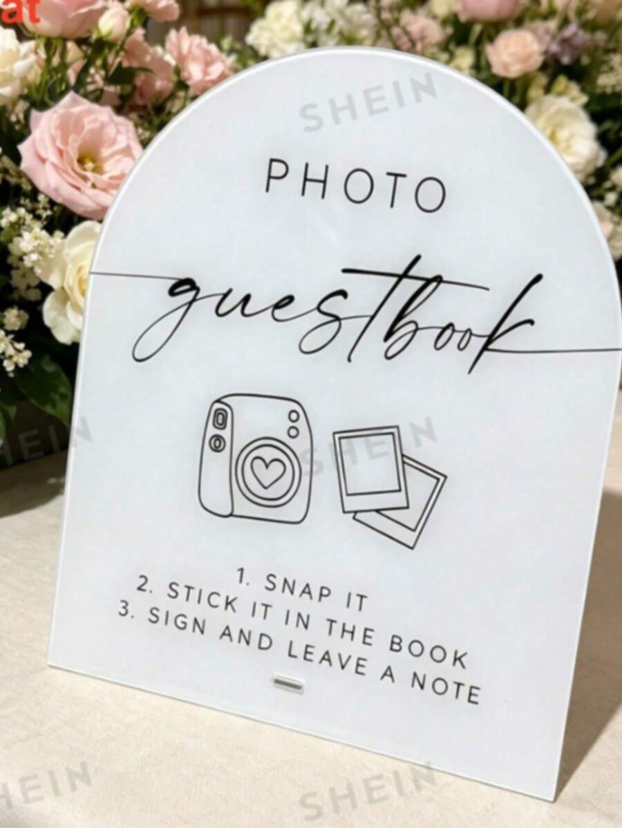1pc Bohemian Arch Acrylic Wedding Photo Guest Book Album Picture Frame, For Wedding, Party, Event, Table Decor, 7.87x9.45 Inch - Arch - View 1