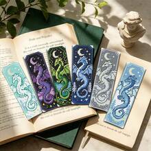 14CT Printed Cross-Stitch Bookmark Kit Includes 6 Bookmarks, Dragons Of Different Attributes, Along With Instructions, Embroidery Floss, Fabric, And An Embroidery Needle. For Beginners And Craft Enthusiasts. - Dragons - View 4