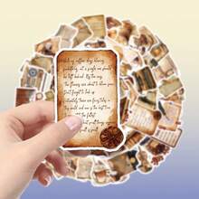 50pcs Vintage Coffee & Artistic Element Pattern Stickers, Suitable For Decorating Laptop Stickers, Laptop Decals, Electronic Product Shell Decals, Phone Case Graffiti Stickers, Can Be Used For Party Gifts, Holiday Gifts, Easy To Share With Friends - 50pcs - View 5