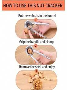 1pc Multifunctional Metal Walnut Cracker, Heavy Duty Handheld Nut Sheller, Non-Slip Nut Opener Tool For Walnut, Hazelnut, Pecan, Almond, Pistachio, Portable Nut Cracking Gadget For Home Kitchen, Party And Snack Making - Multicolor - View 9