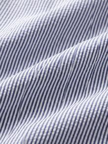 glestore Men's Retro-Style Blue-And-White Striped Long-Sleeve Shirt, Fashionable And Versatile For Commuting And Formal Wear - Blue and White - View 7
