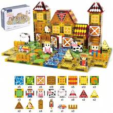 100Pcs Farm Magnetic Tiles Toy For Kid,Magnetic DIY STEM Block Set,Brain Game Educational Toy For Child,Size 3.75cm Mini Magnet Building Block Toy - Multicolor - View 6