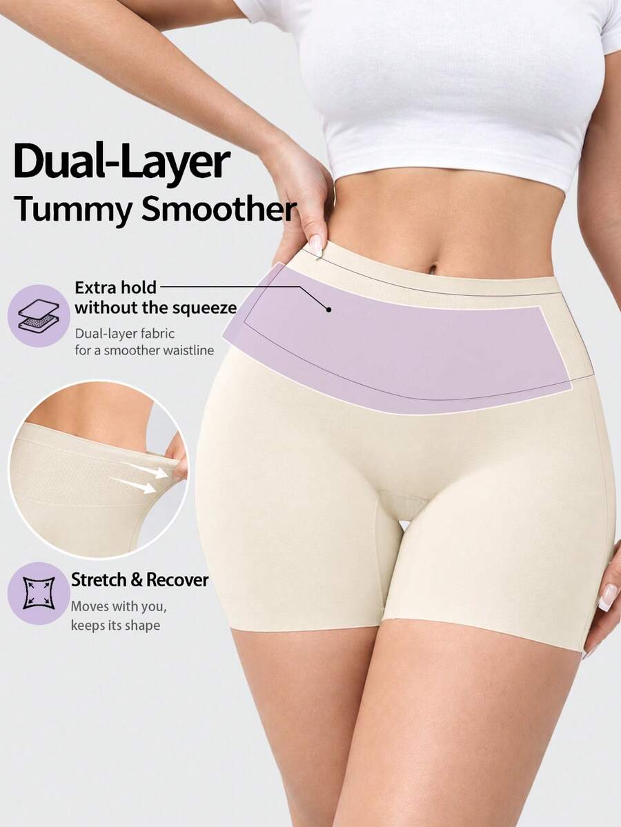 Women's Seamless Shaping Shorts Underwear, Tummy Control Body Shaping Shorts For Skirt Layering - Champagne - View 1