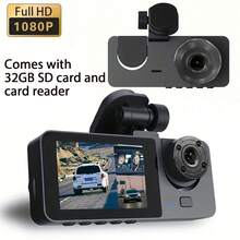3-Channel 1080P Front And Rear Built-In Dash Cam, 3-Way Car Camera With 32GB Memory Card, Infrared Night Vision, 24/7 Parking Monitoring, G-Sensor, Loop Recording, Suitable For Cars And Trucks, 150mAh Battery Capacity - Dashcam - View 11