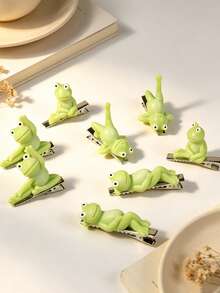 2pcs Cute Cartoon Frog Hair Clips For Women, Funny Hair Accessories, Suitable For Daily Use, Gift Choice - Multicolor - View 2