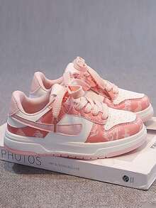 1 Pair Kids Cartoon Print Hook And Loop Soft Sole Anti-Slip Girls Casual Sneakers Spring Autumn - Pink - View 4