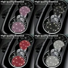 2pcs Shiny Car Cup Holder Coasters, Non-Slip Universal Fashion Car Cup Mats, Inlaid With Sparkling Crystal Rhinestones, Car Interior Accessories, Suitable For Women - A - View 2