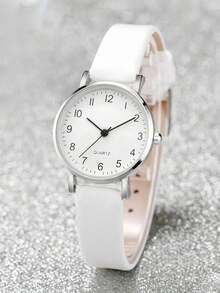 Women's Fashion Minimalist Digital Small Dial Quartz Watch + Jewelry Set (3pcs/Set) - White - View 4