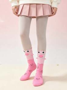 1/4 Pair Cute Funny 3D Cartoon Contrast Color Print Mid-Calf Socks - Multicolor - View 11