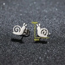 1對極簡不鏽鋼卡通動物圖案女款小巧可愛蝸牛造型耳環 時尚飾品 派對禮物 - GED512 - 查看 9