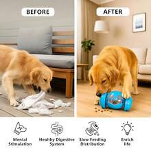 Pet Wobble Feeder Ball, Dog Educational Slow Feeder Toy, Durable Bite-Resistant Treat Dispenser, Non-Electric Universal Pet Wobble Feeder Ball - Baby Blue - View 8
