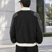 Adidas Men's Sports Jacket STA PQ TT Comfortable Casual Colorblock Stand Collar Zip-Up Sports Outerwear KV5898 - Black - View 6
