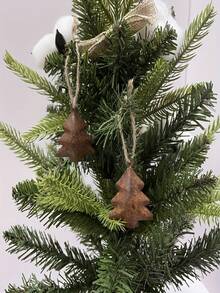 10/5pcs Rustic Christmas Tree-Shaped Bells For Holiday Decorations, Featuring Handmade And Decorative Elements For A Country-Style Farmhouse Vibe - Multicolor - View 6
