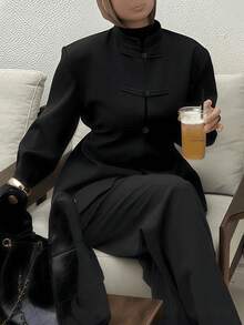 Daily Commute Versatile Elegant Slim Fit Short Long Sleeve Jacket Black Fall - Black - View 1