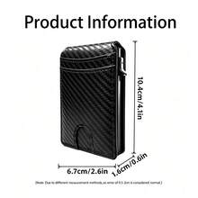 KAIDUCH RFID Card Wallet, Push-Card Design, Ultra-Thin Minimalist Men's RFID Card Holder, For Quick Cash And ID Access, Men's Portable Front Pocket Wallet With Quick Pop-Out Compact Wallet 2026 Men's Accessory Perfect Men's Gift - Black - View 7