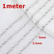 1m Stainless Steel Oval Chain Square Frame Embossed Chain Handmade Chain Suitable For DIY Necklace Bracelet Jewelry Accessories - Stainless Steel Chain - View 9