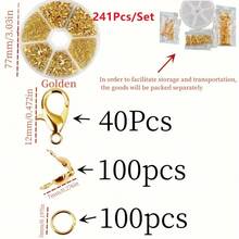 240pcs DIY Jewelry Findings Connector Set With 6-Compartment Box (Lobster Clasp, Jump Rings, Crimp Beads) Suitable For Jewelry Making, Bracelets, Necklaces, Anklets, Open Jump Rings, Beaded Connector, Bag Charms, Jewelry Accessories And Other Handmade Craft Materials - Lobster Clasp & Button & Jump Ring - View 7