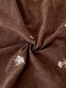 INS Baby Girls Toddler Casual Full Body Embroidered Floral Corduroy Pocket Overall Dress Spring Autumn - Brown - View 3