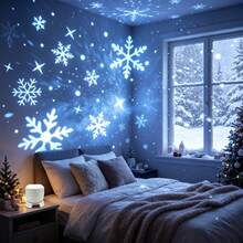 聖誕雪花投影小夜燈，可投射雪花圖案，為秋冬季節的臥室營造氛圍感，是聖誕節與假期季節的絕佳禮物（USB供電版） - USB插電式投影燈 - 查看 10